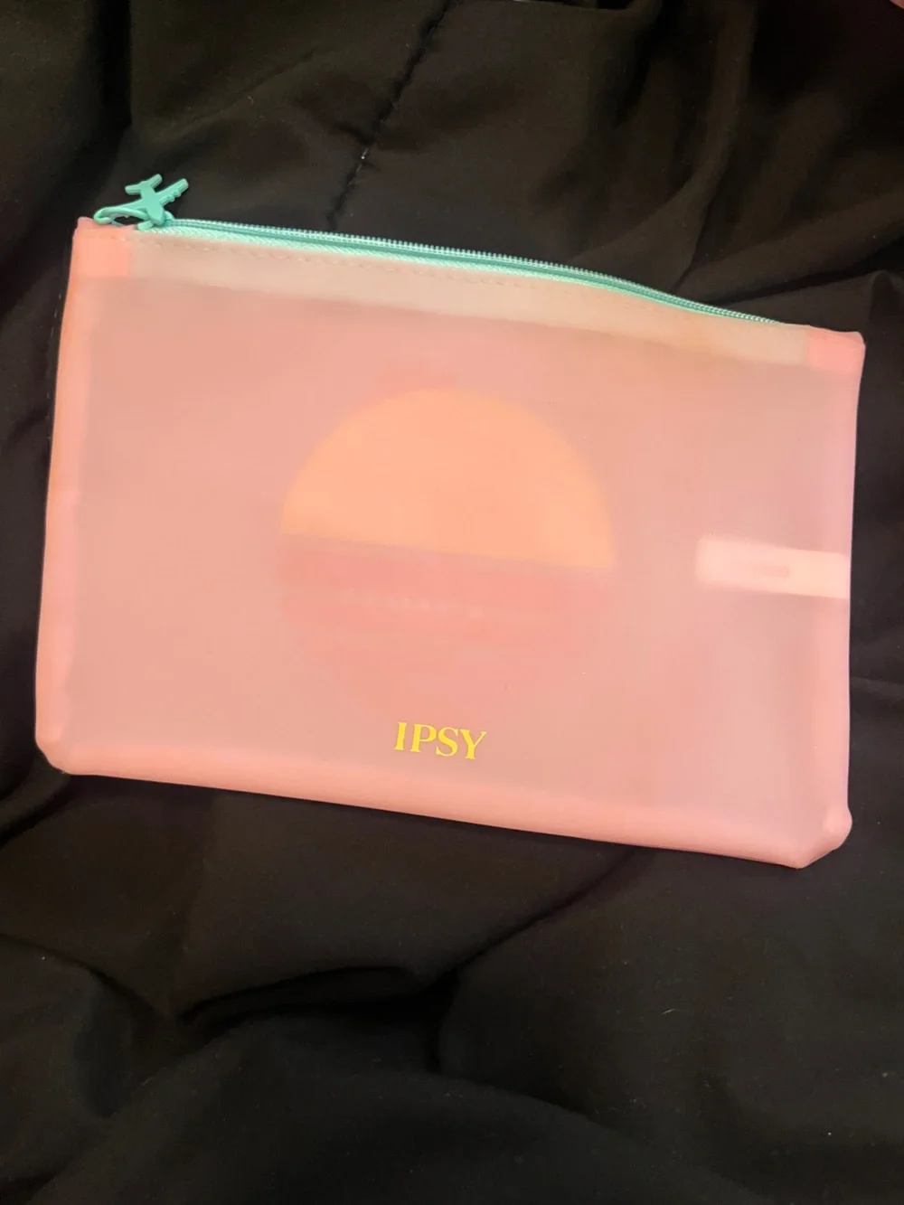 Pink Translucent Travel Pouch with Turquoise Plane Zipper
